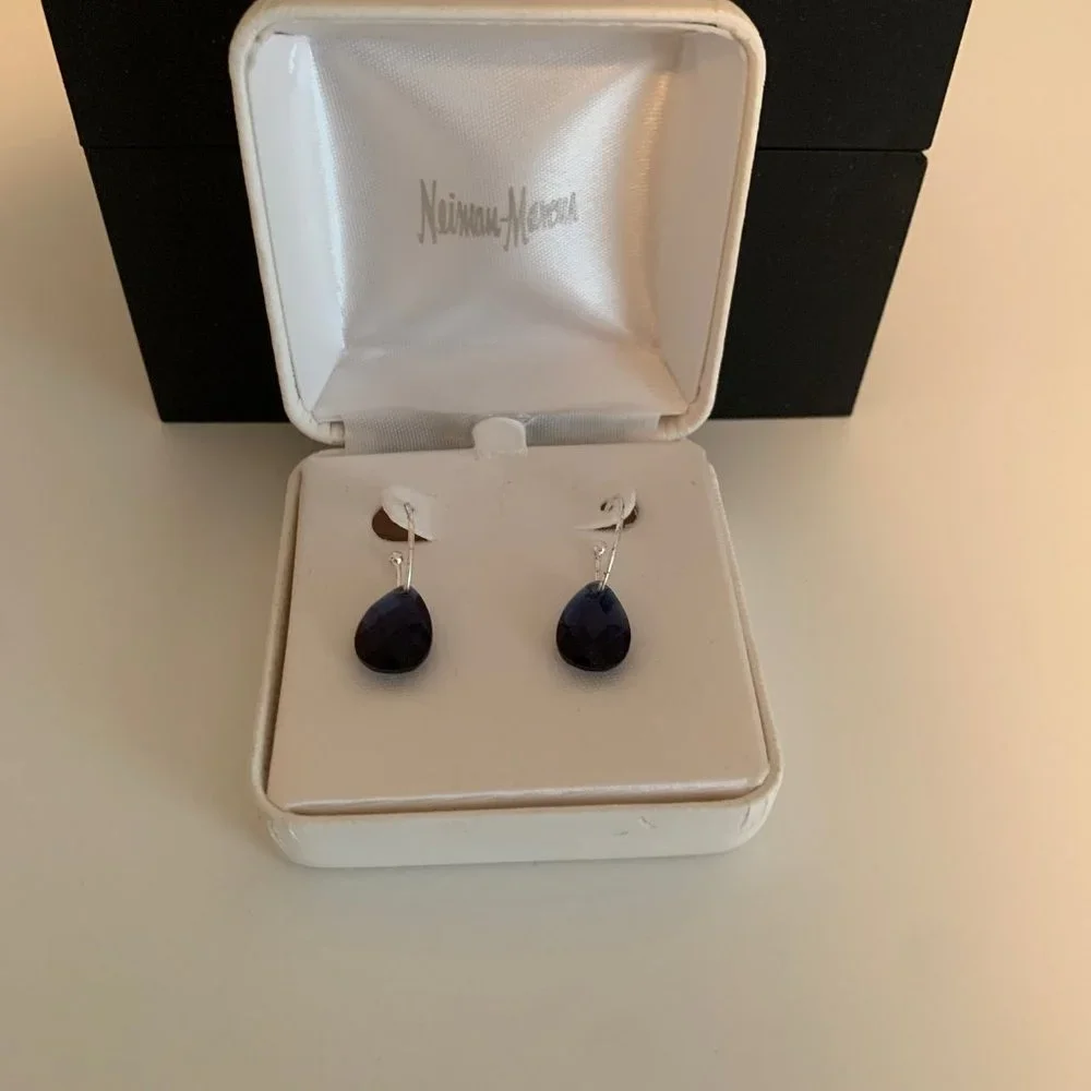 Neiman Marcus Sapphire Tear Drop Earrings - Picture 4 of 4